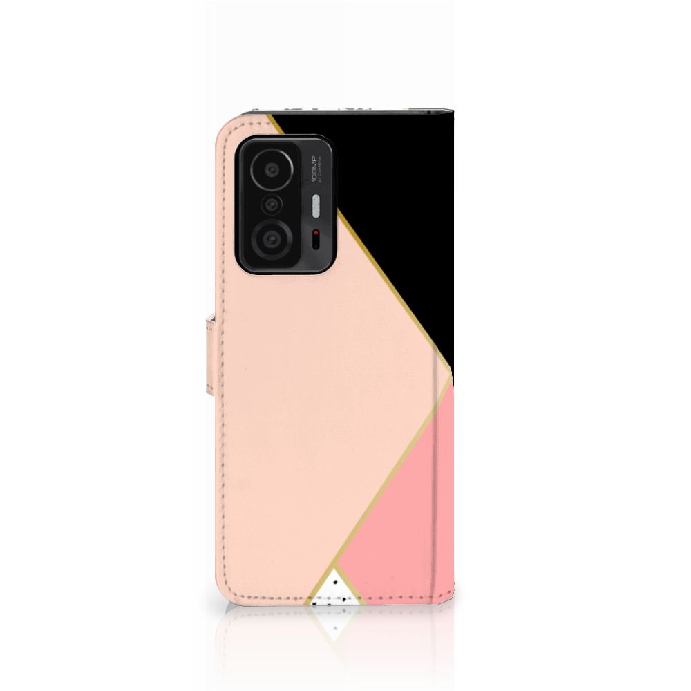 Xiaomi 11T | 11T Pro Book Case Zwart Roze Vormen