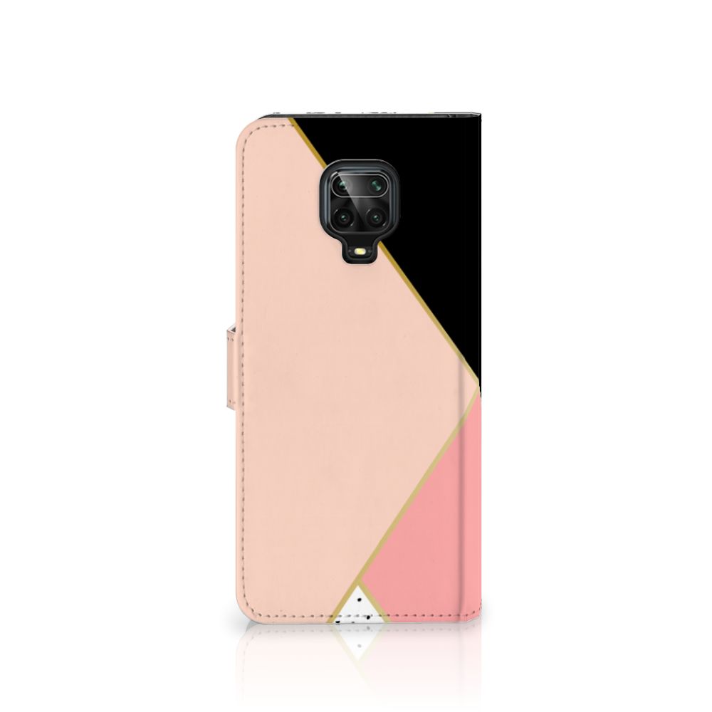 Xiaomi Redmi Note 9 Pro | Note 9S Book Case Zwart Roze Vormen