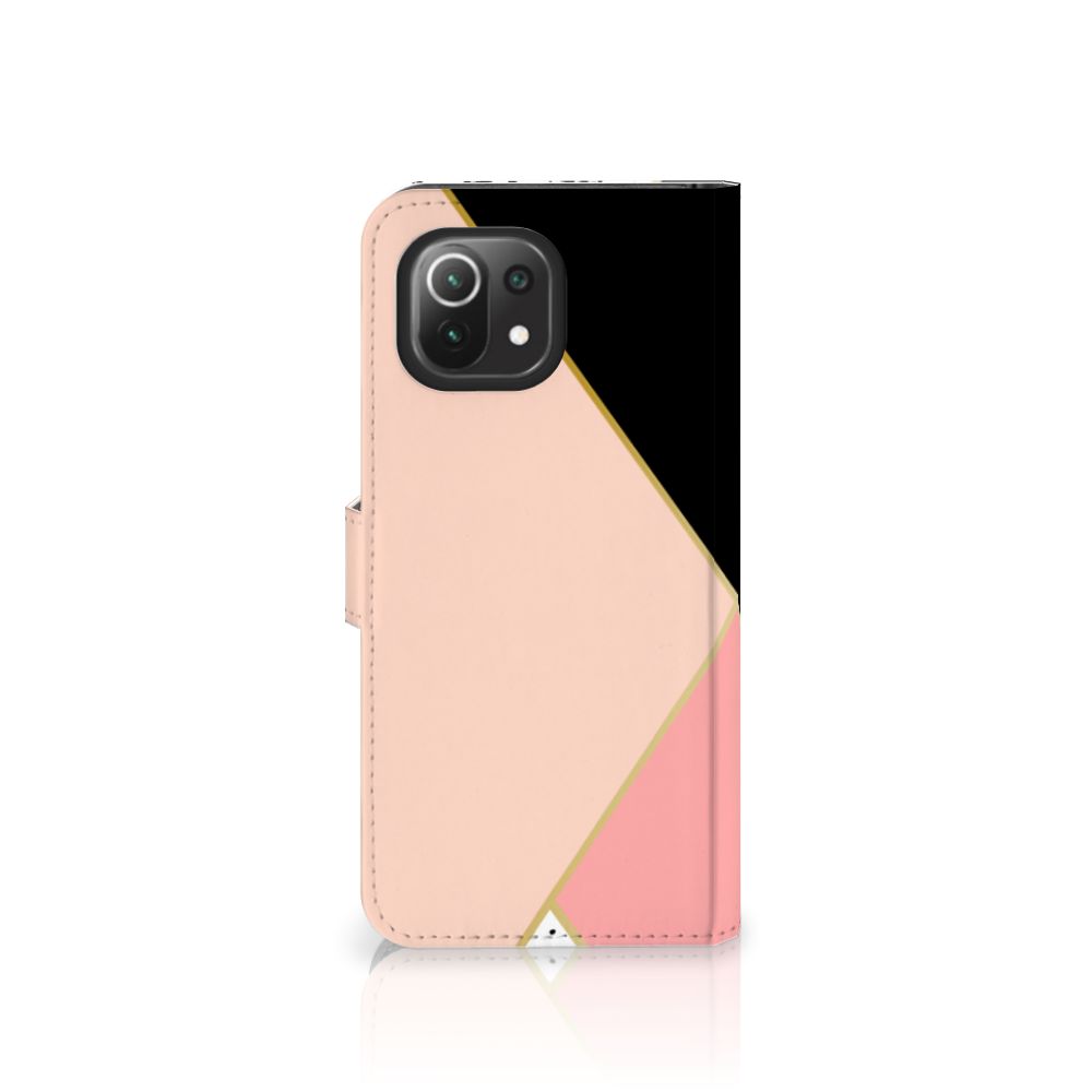 Xiaomi 11 Lite 5G NE | Mi 11 Lite Book Case Zwart Roze Vormen