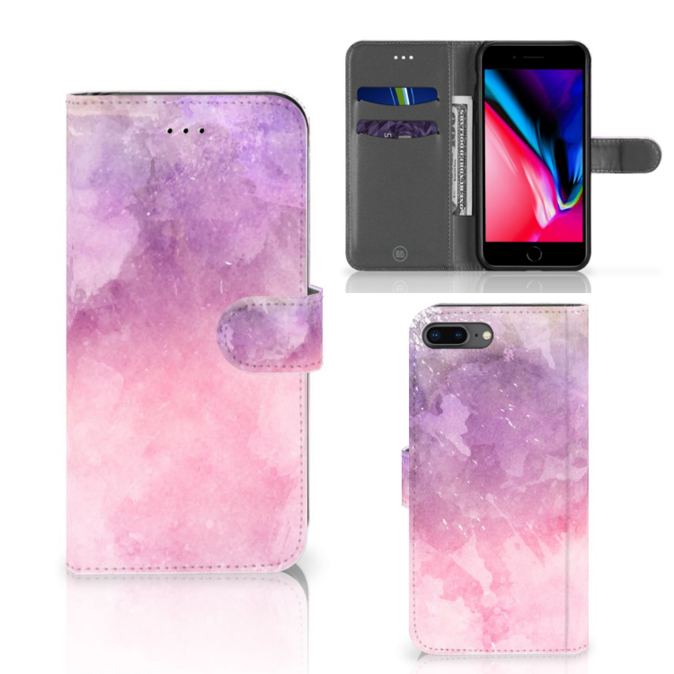 Apple iPhone 7 Plus | 8 Plus Boekhoesje Design Pink Purple Paint