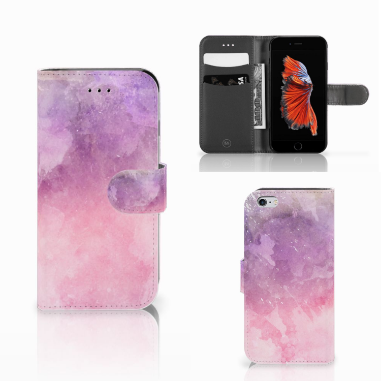 Apple iPhone 6 | 6s Boekhoesje Design Pink Purple Paint