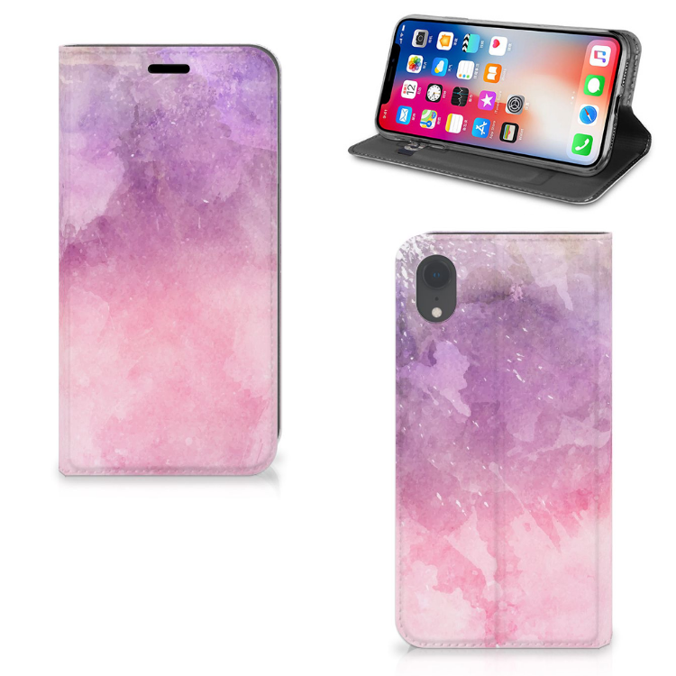 Apple iPhone Xr Standcase Hoesje Design Pink Purple Paint