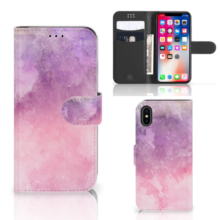 Apple iPhone X | Xs Boekhoesje Design Pink Purple Paint