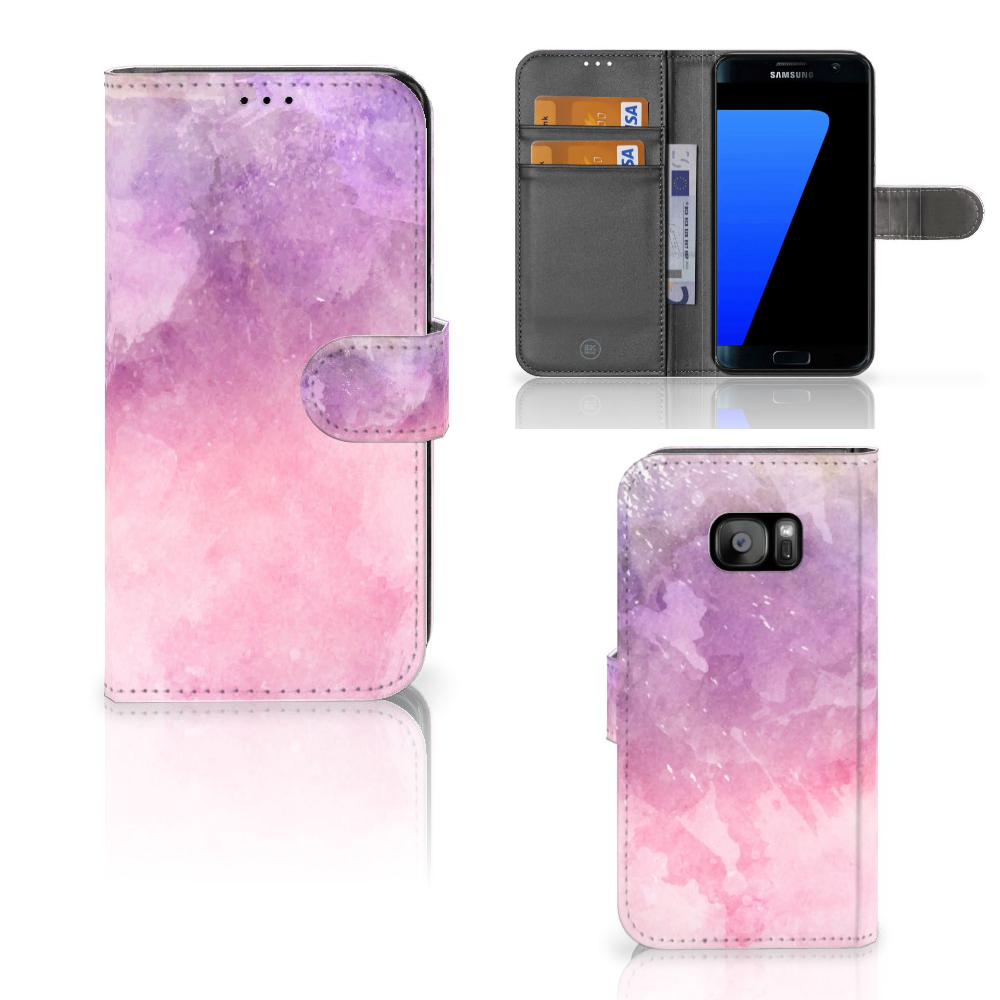 Samsung Galaxy S7 Edge Boekhoesje Design Pink Purple Paint