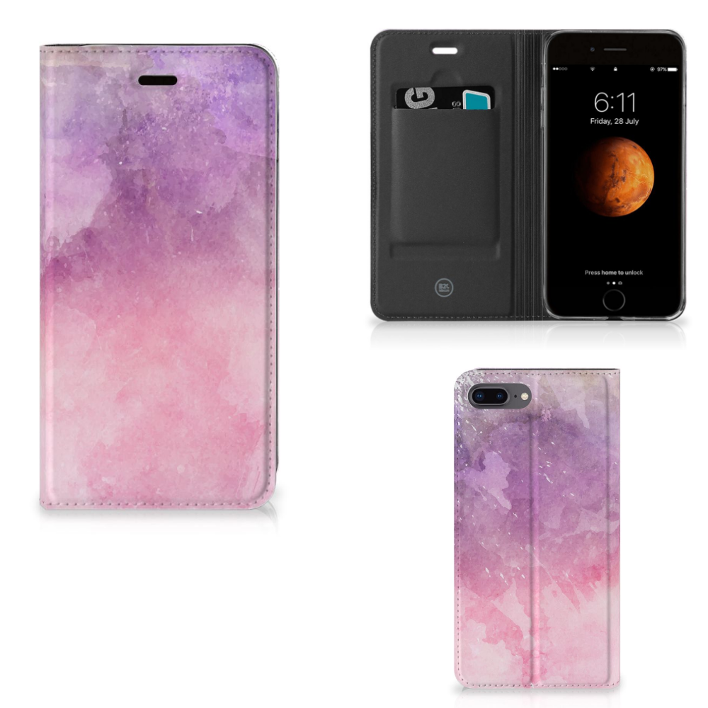 Apple iPhone 7 Plus | 8 Plus Standcase Hoesje Design Pink Purple Paint
