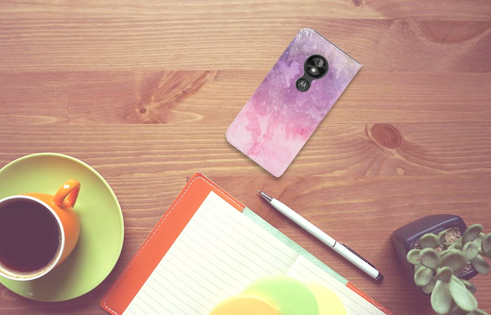 Bookcase Motorola Moto E5 Play Pink Purple Paint