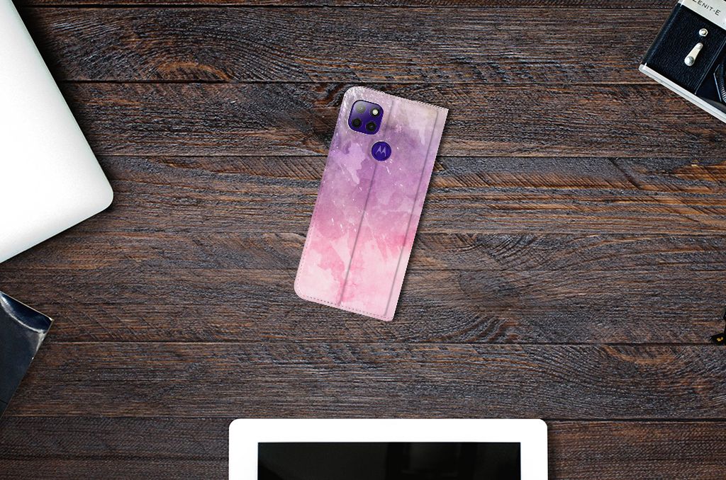 Bookcase Motorola Moto G9 Power Pink Purple Paint