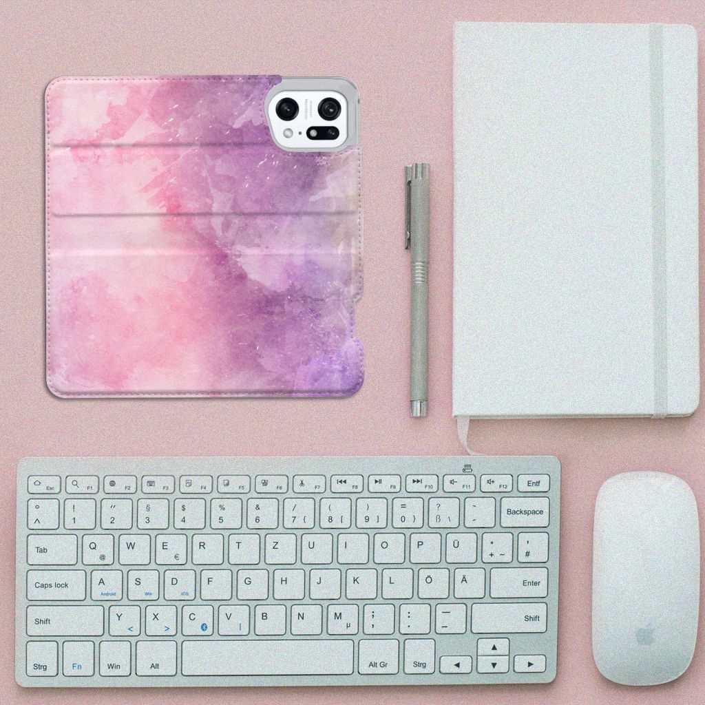 Bookcase OPPO Find X5 Pro Pink Purple Paint