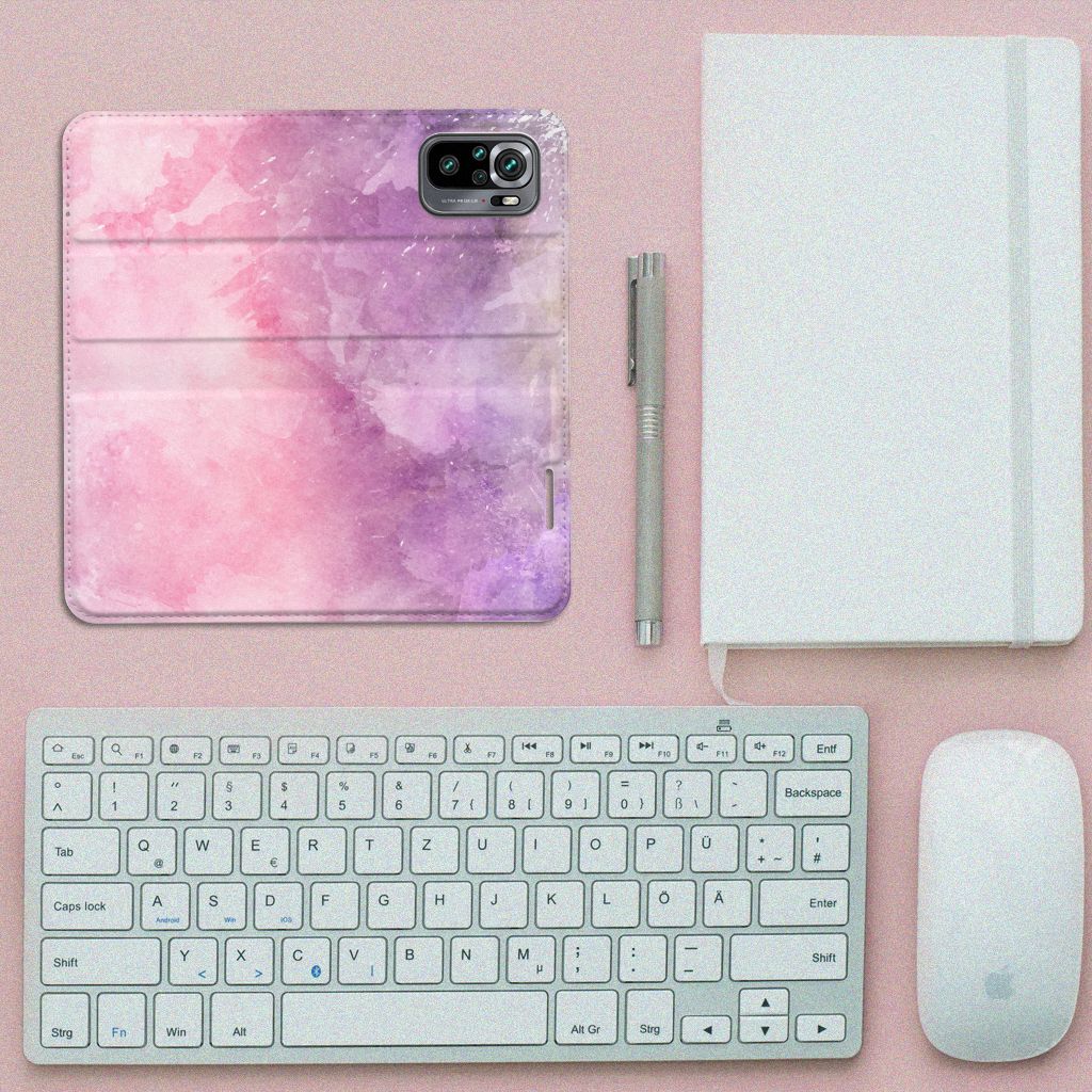 Bookcase Xiaomi Redmi Note 10 4G | 10S | Poco M5s Pink Purple Paint