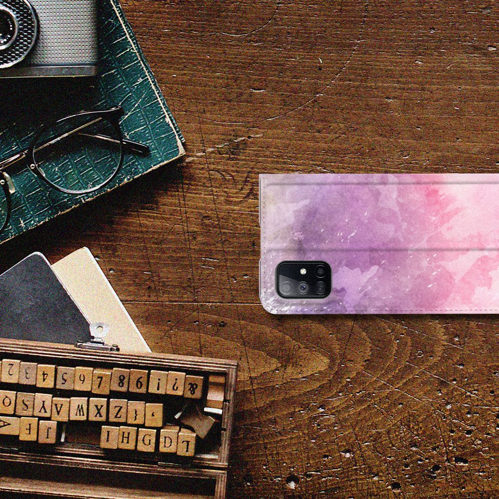 Bookcase Samsung Galaxy M51 Pink Purple Paint