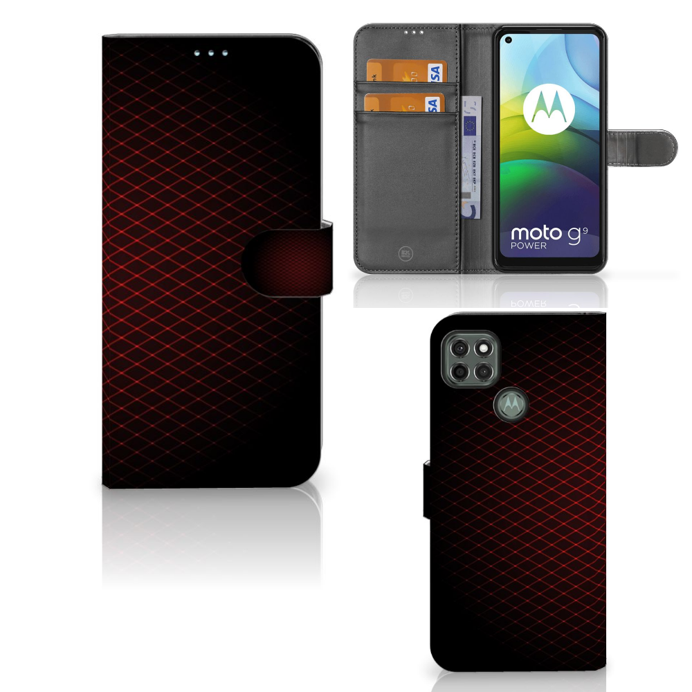 Motorola Moto G9 Power Telefoon Hoesje Geruit Rood