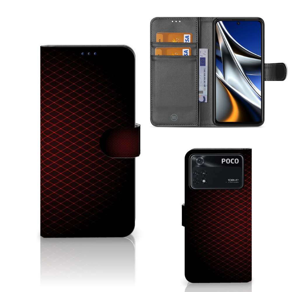 Xiaomi Poco X4 Pro 5G Telefoon Hoesje Geruit Rood