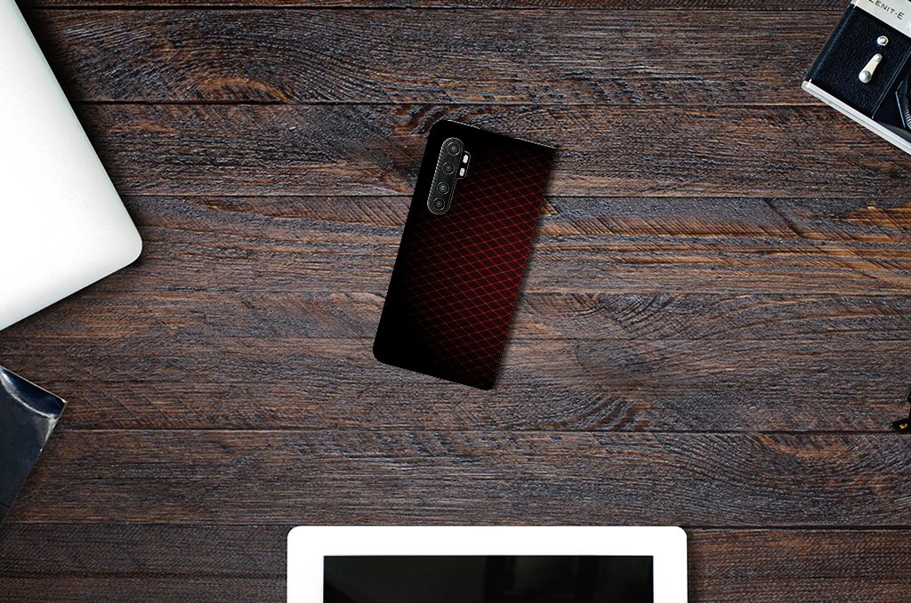 Xiaomi Mi Note 10 Lite Hoesje met Magneet Geruit Rood
