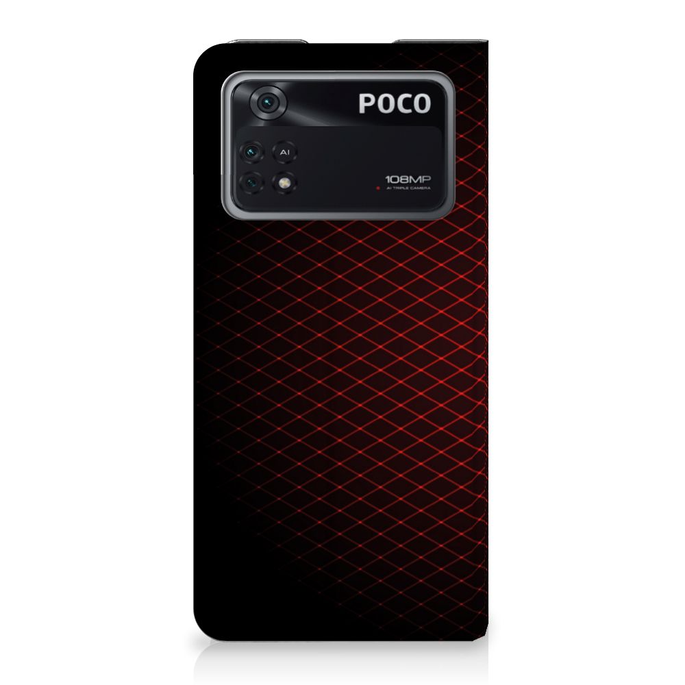 Poco X4 Pro 5G Hoesje met Magneet Geruit Rood