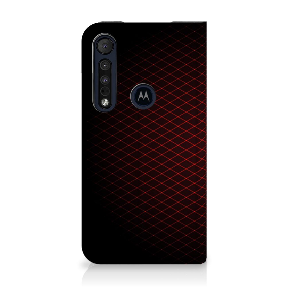 Motorola G8 Plus Hoesje met Magneet Geruit Rood