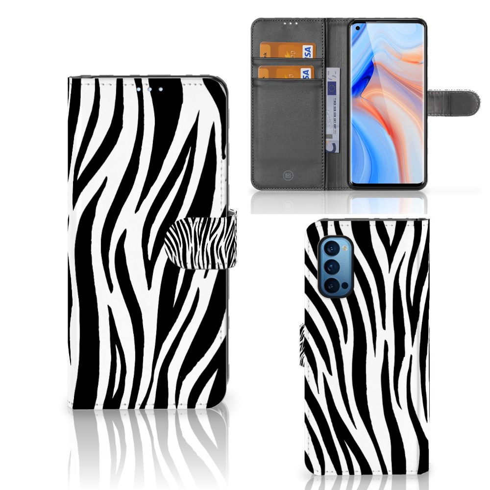 OPPO Reno 4 Pro 5G Telefoonhoesje met Pasjes Zebra