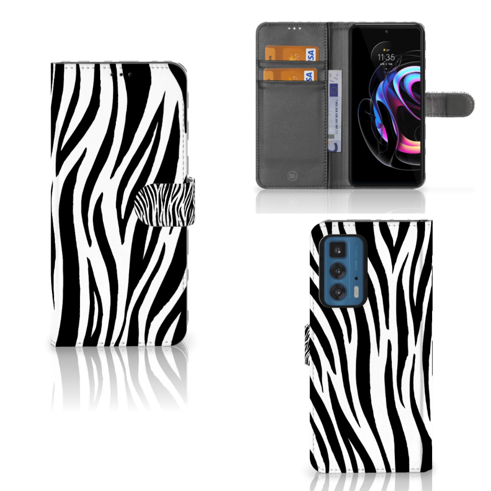 Motorola Edge 20 Pro Telefoonhoesje met Pasjes Zebra