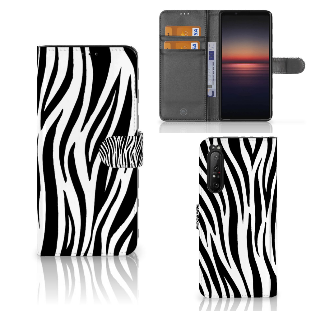 Sony Xperia 1 II Telefoonhoesje met Pasjes Zebra