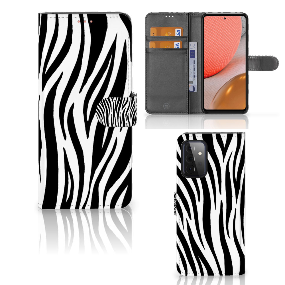 Samsung Galaxy A72 Telefoonhoesje met Pasjes Zebra