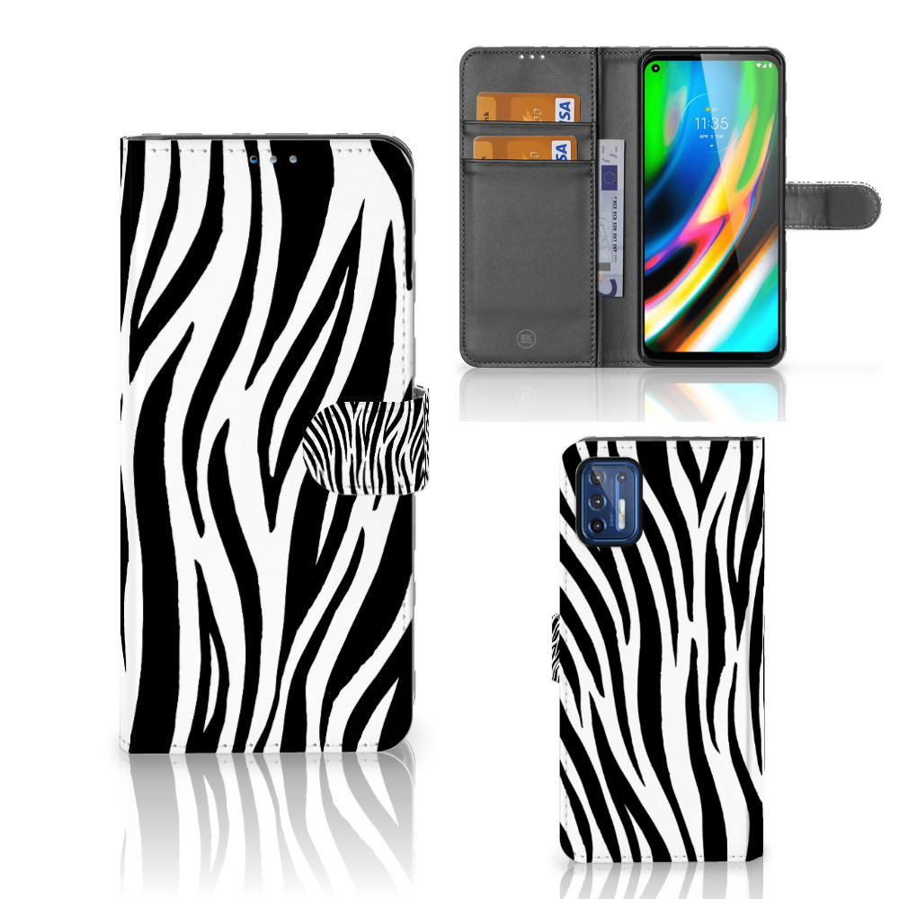 Motorola Moto G9 Plus Telefoonhoesje met Pasjes Zebra