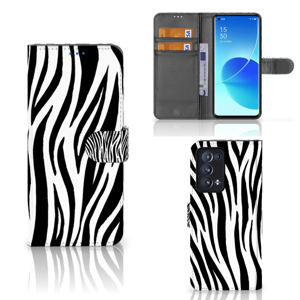 OPPO Reno 6 Pro Plus 5G Telefoonhoesje met Pasjes Zebra