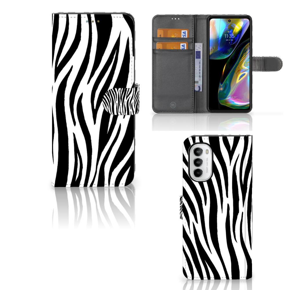 Motorola Moto G52 | Moto G82 Telefoonhoesje met Pasjes Zebra