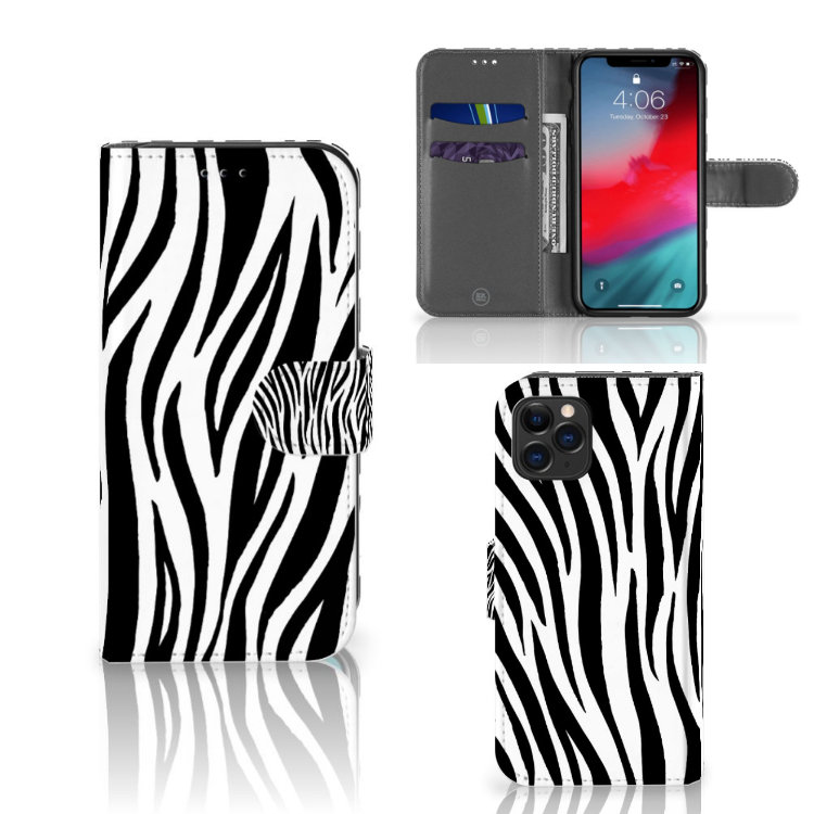 Apple iPhone 11 Pro Telefoonhoesje met Pasjes Zebra