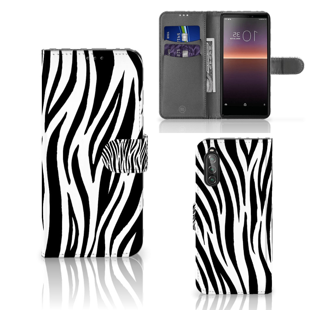 Sony Xperia 10 II Telefoonhoesje met Pasjes Zebra