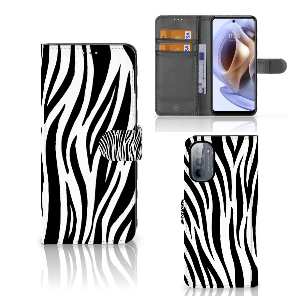 Motorola Moto G31 | G41 Telefoonhoesje met Pasjes Zebra