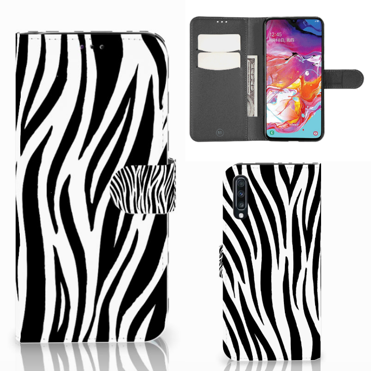 Samsung Galaxy A70 Telefoonhoesje met Pasjes Zebra