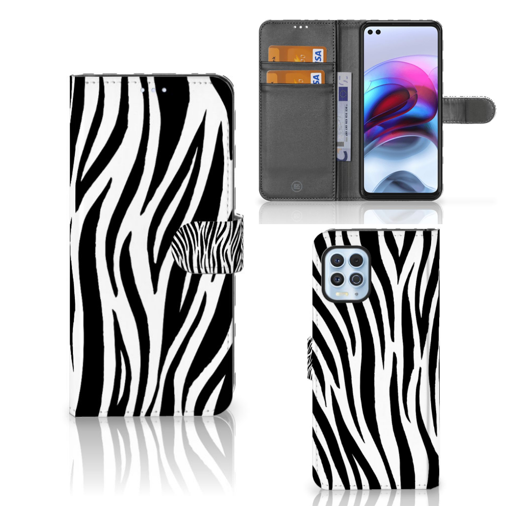 Motorola Moto G100 Telefoonhoesje met Pasjes Zebra