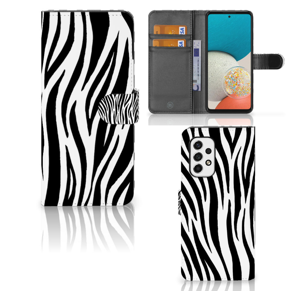 Samsung Galaxy A53 Telefoonhoesje met Pasjes Zebra
