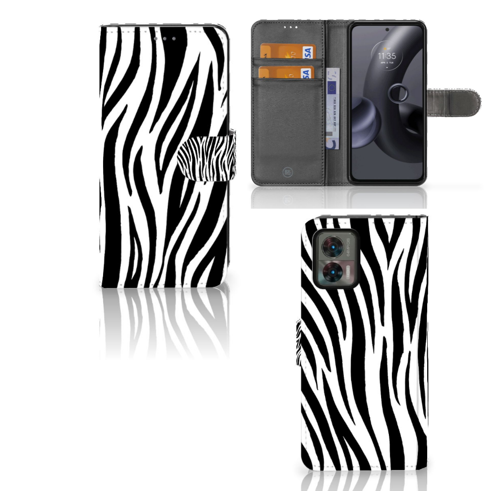 Motorola Edge 30 Neo Telefoonhoesje met Pasjes Zebra