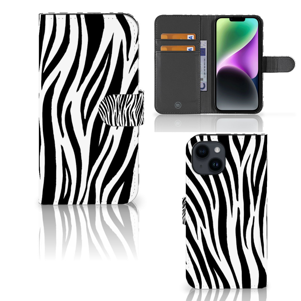 iPhone 15 Telefoonhoesje met Pasjes Zebra