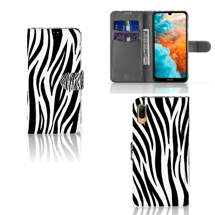 Huawei Y6 (2019) Telefoonhoesje met Pasjes Zebra