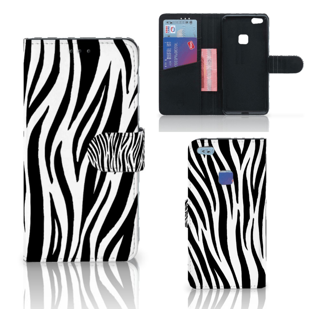Huawei P10 Lite Telefoonhoesje met Pasjes Zebra