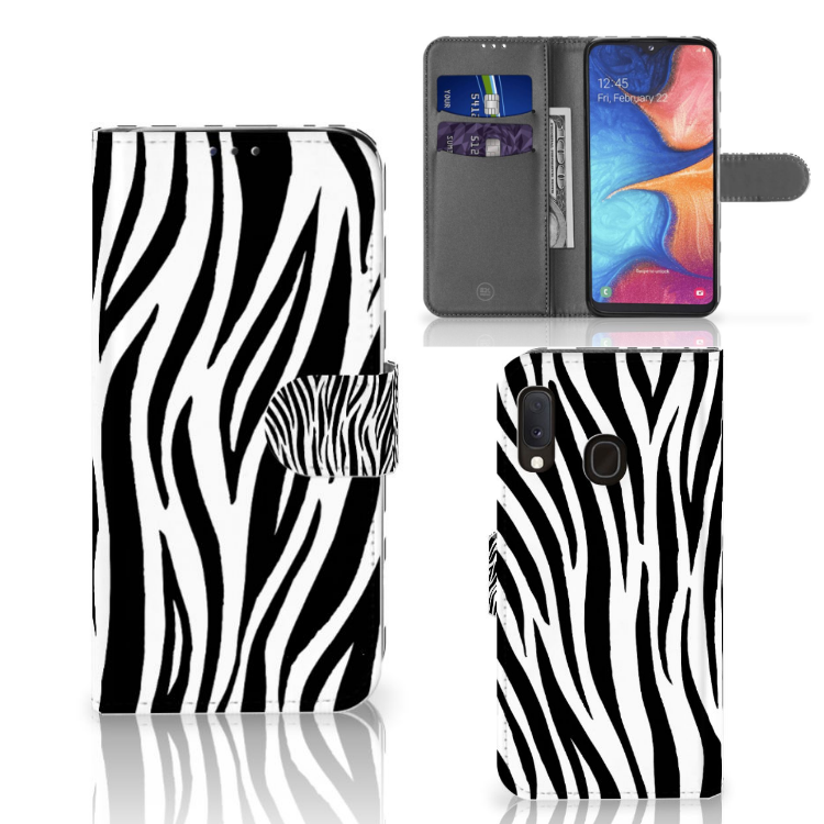 Samsung Galaxy A20e Telefoonhoesje met Pasjes Zebra