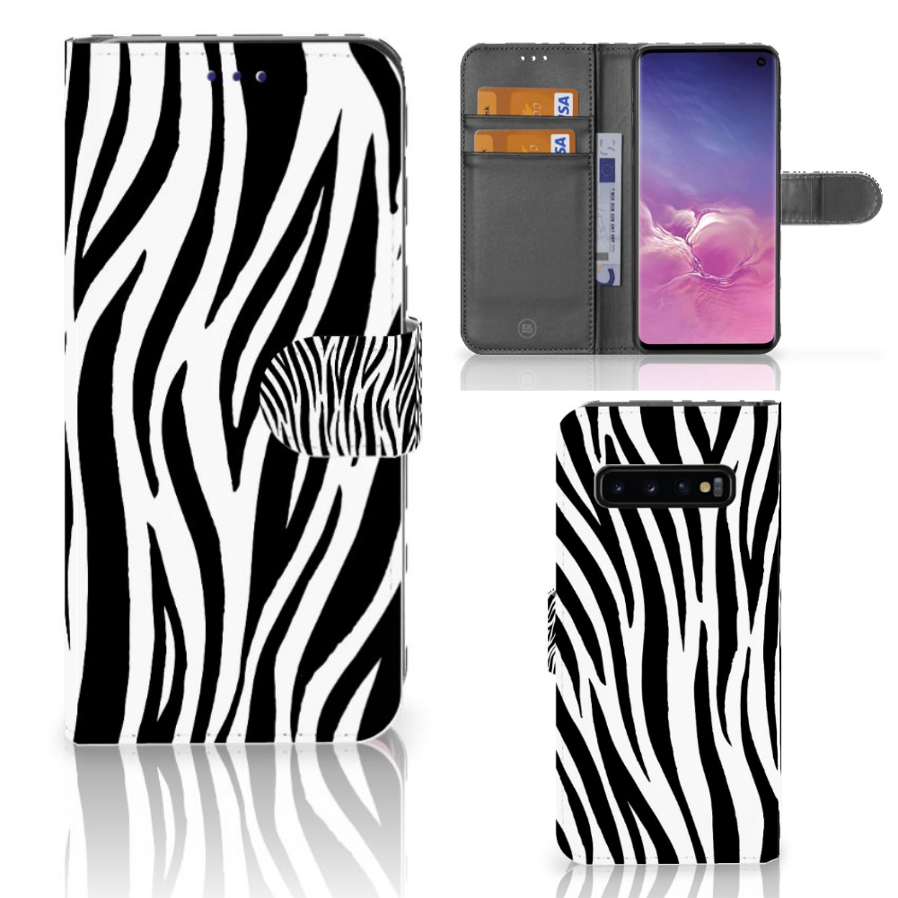 Samsung Galaxy S10 Telefoonhoesje met Pasjes Zebra