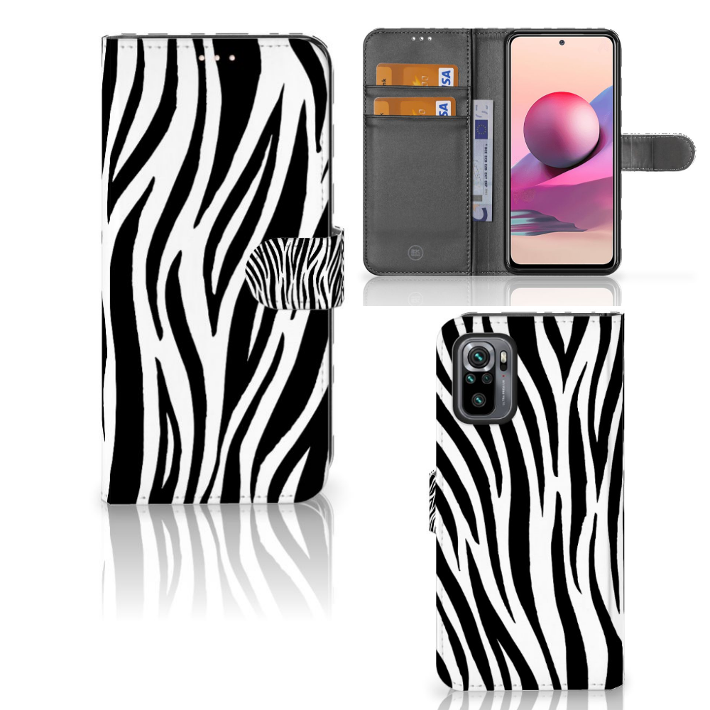 Xiaomi Redmi Note 10S | 10 4G | Poco M5s Telefoonhoesje met Pasjes Zebra