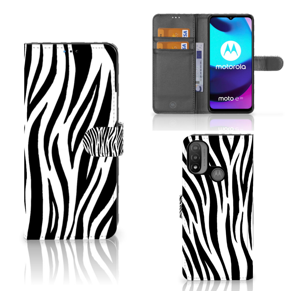 Motorola Moto E20 | E30 | E40 Telefoonhoesje met Pasjes Zebra