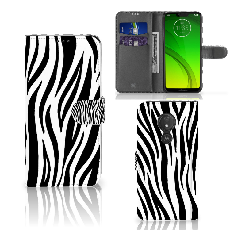 Motorola Moto G7 Power Telefoonhoesje met Pasjes Zebra