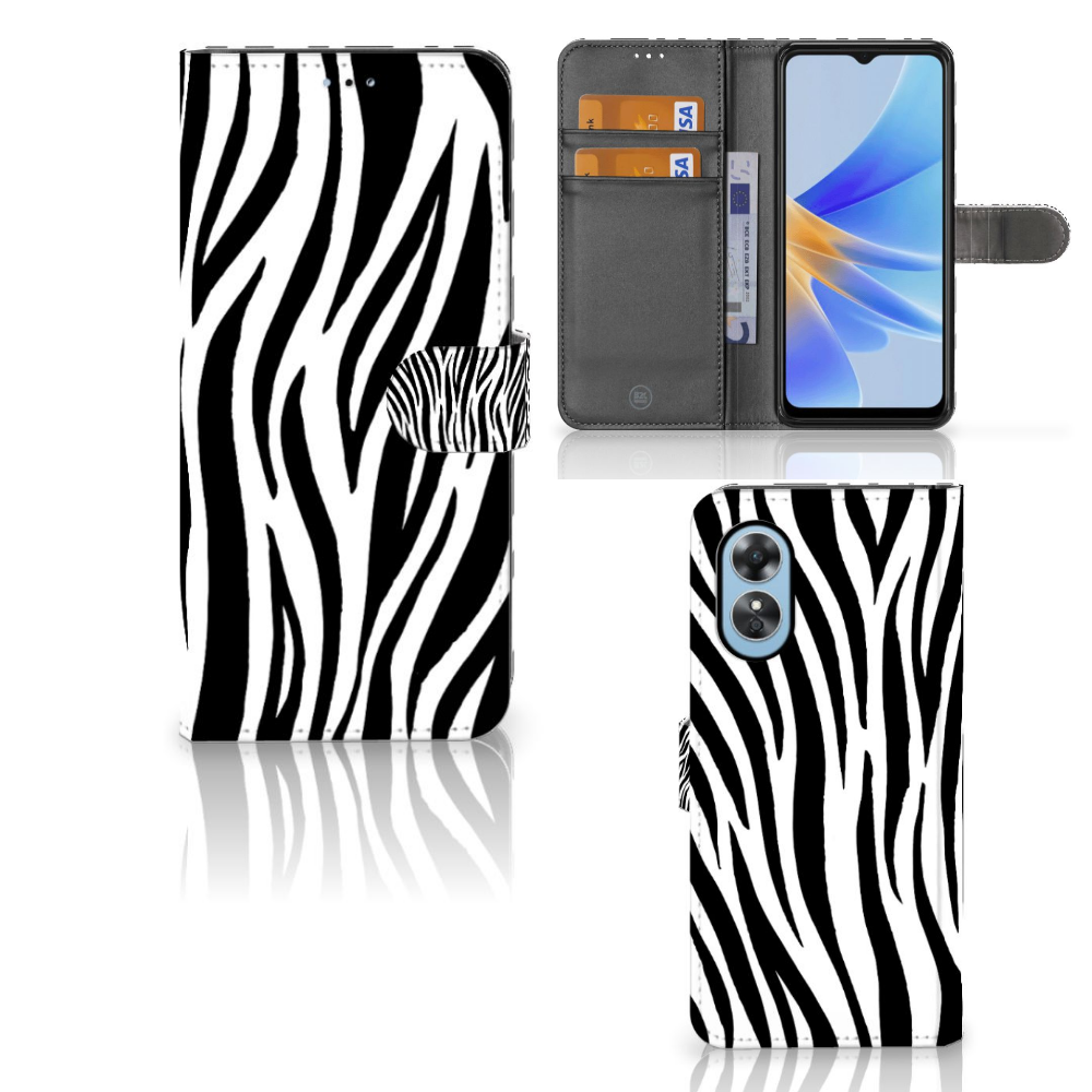 OPPO A17 Telefoonhoesje met Pasjes Zebra