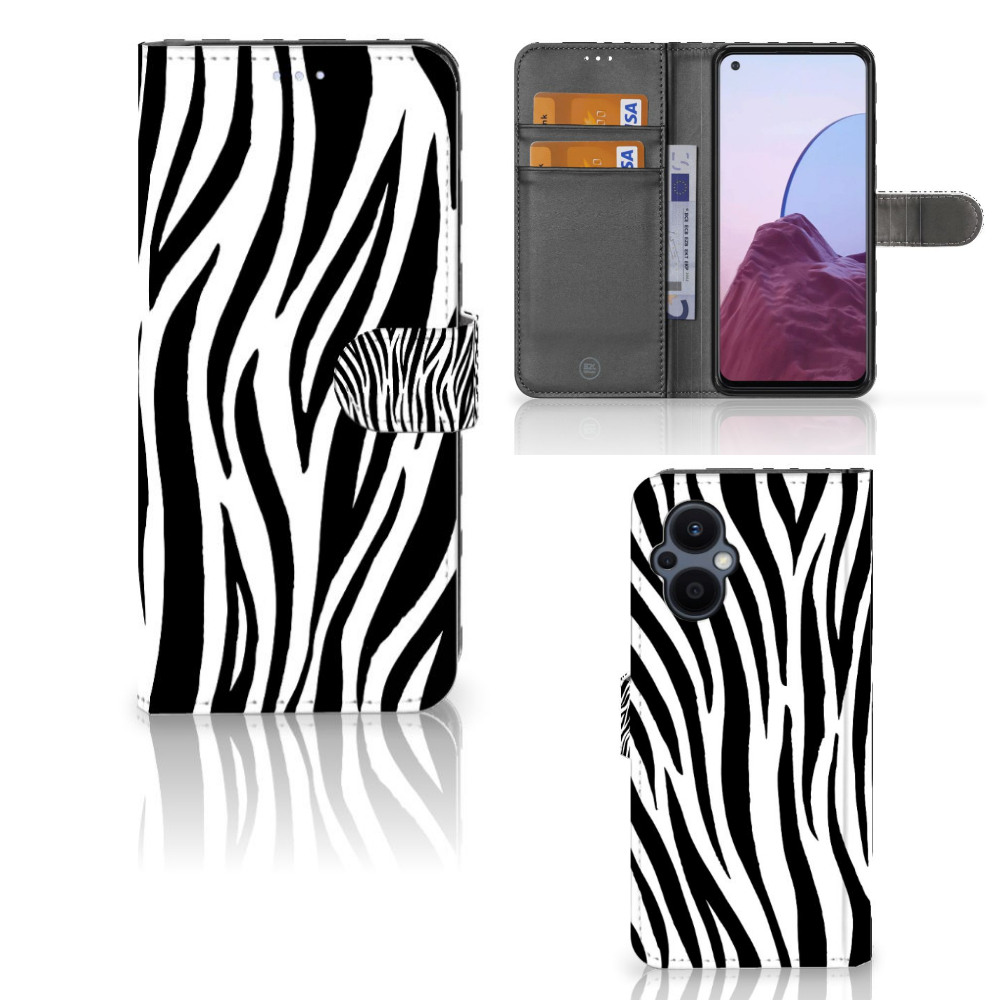 OPPO Reno 8 Lite | OnePlus Nord N20 Telefoonhoesje met Pasjes Zebra