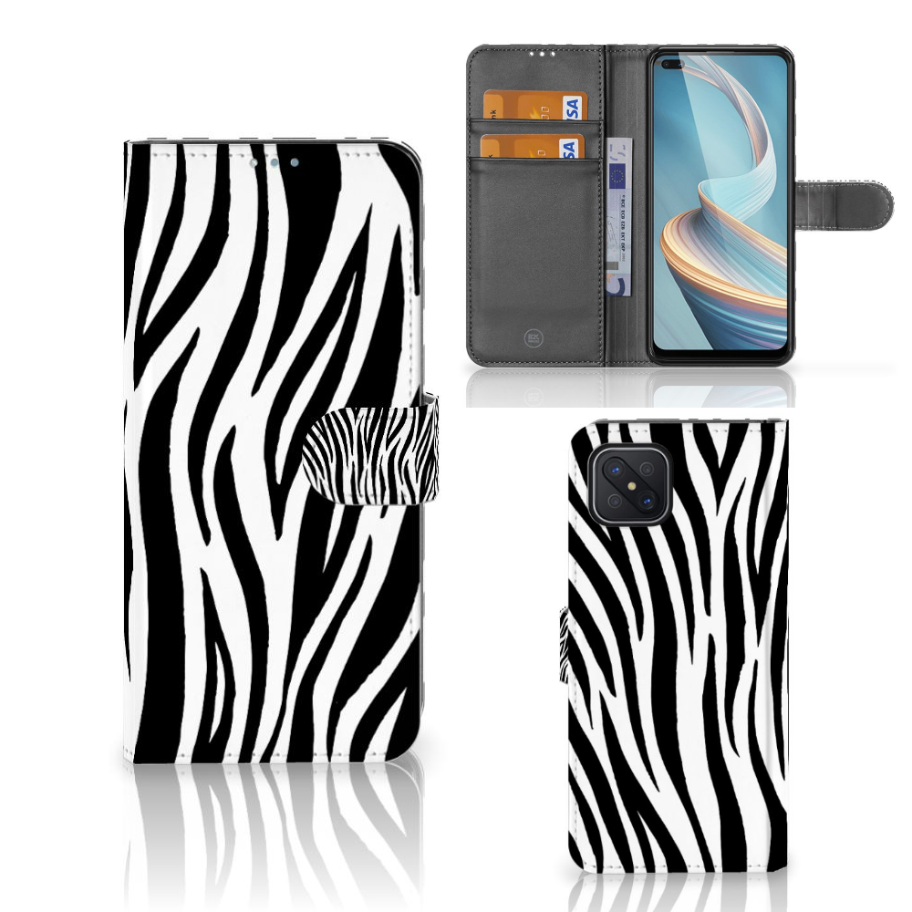 OPPO Reno4 Z Telefoonhoesje met Pasjes Zebra