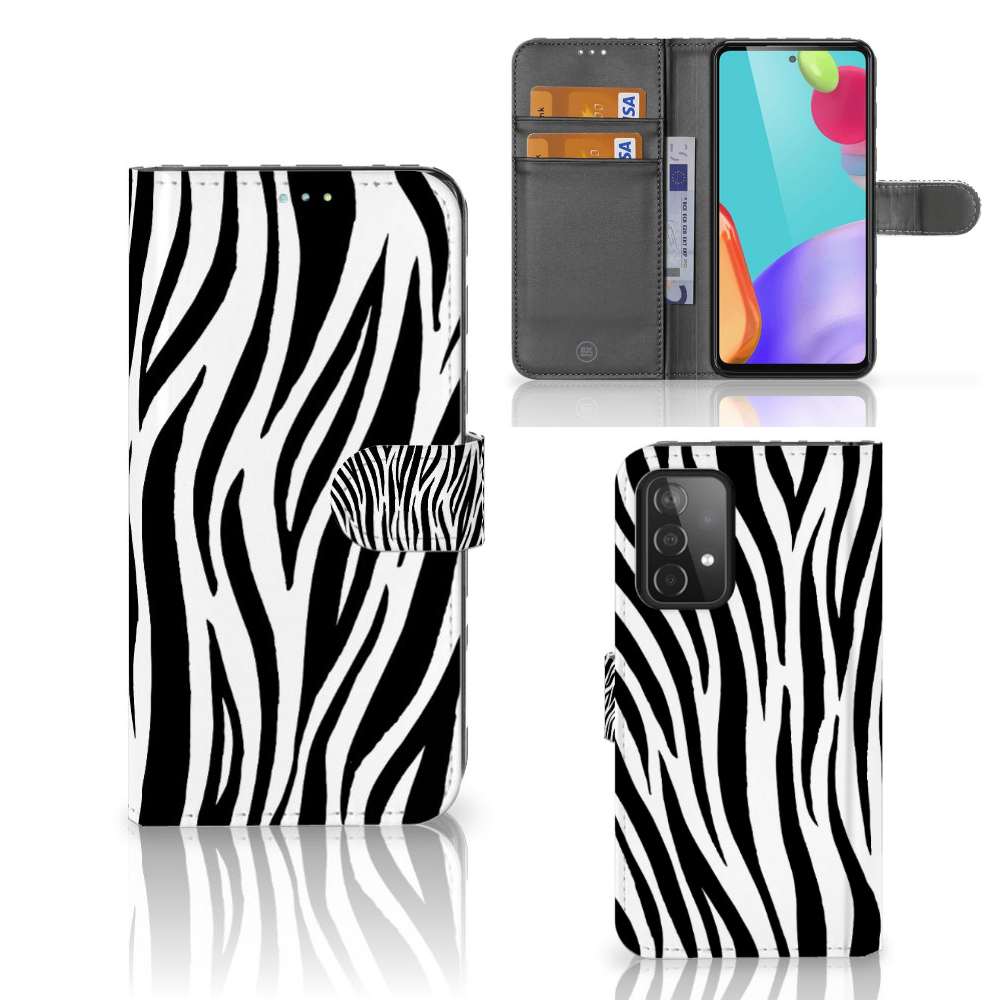 Samsung Galaxy A52 Telefoonhoesje met Pasjes Zebra