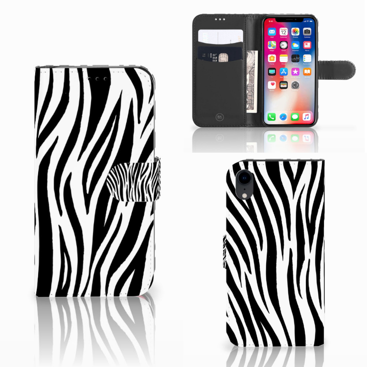Apple iPhone Xr Telefoonhoesje met Pasjes Zebra