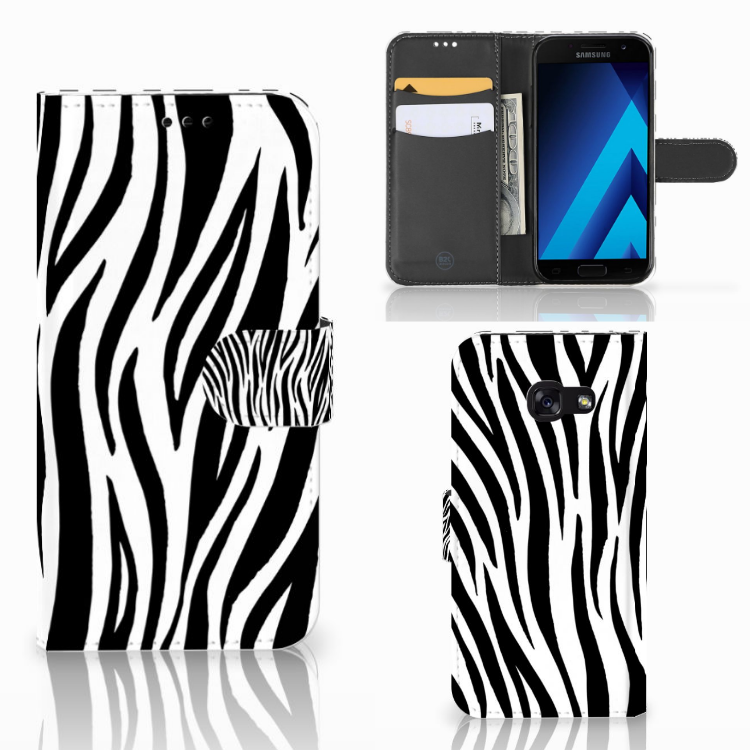 Samsung Galaxy A5 2017 Telefoonhoesje met Pasjes Zebra