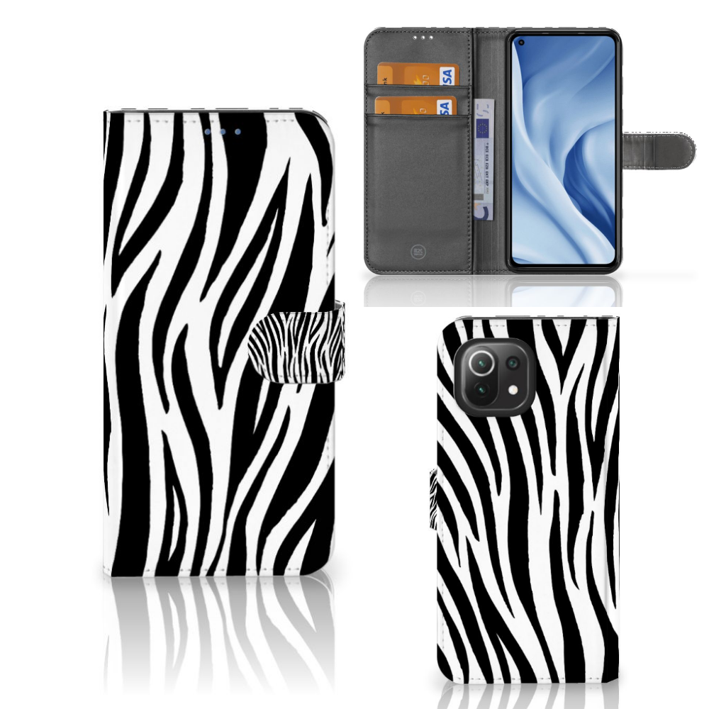 Xiaomi 11 Lite 5G NE | Mi 11 Lite Telefoonhoesje met Pasjes Zebra