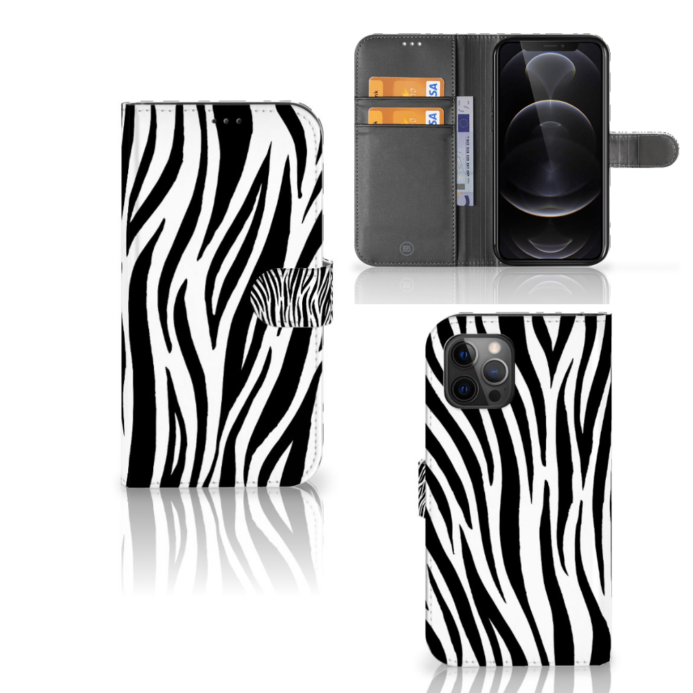 Apple iPhone 12 Pro Max Telefoonhoesje met Pasjes Zebra