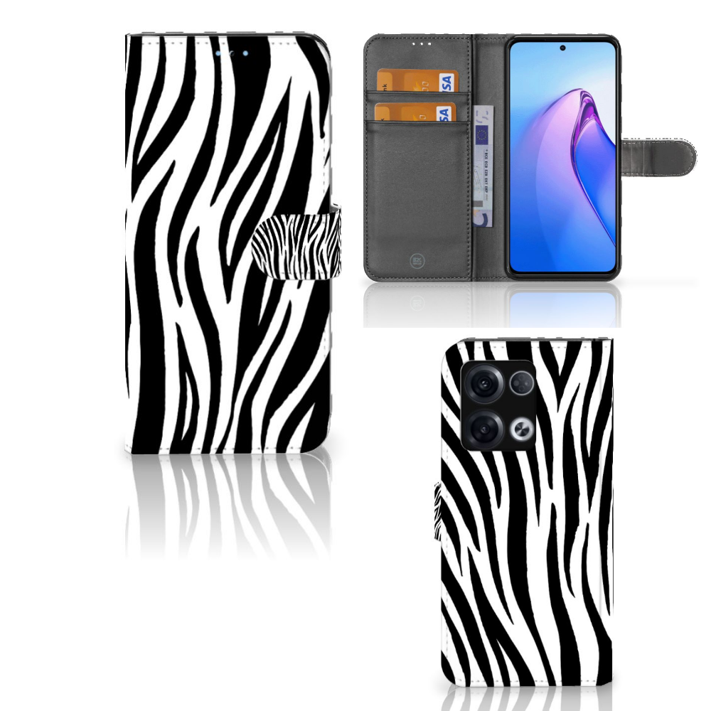 OPPO Reno8 Pro Telefoonhoesje met Pasjes Zebra